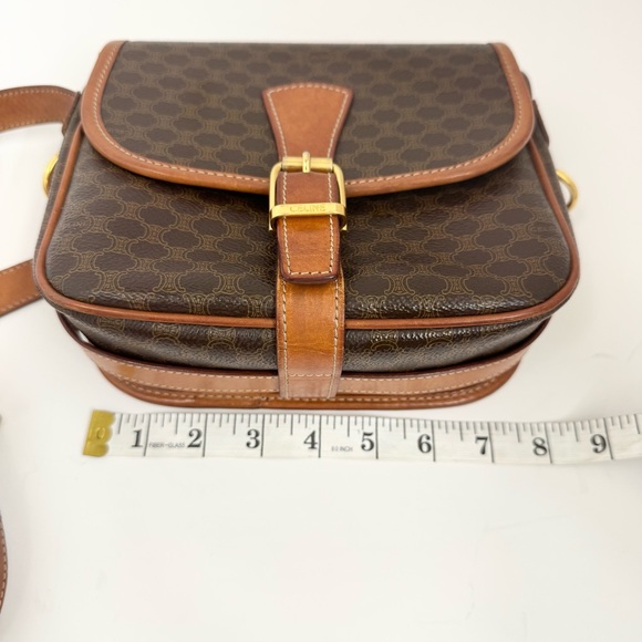 Celine Macadam Elegant Brown Leather Crossbody Bag - Picture 11 of 16